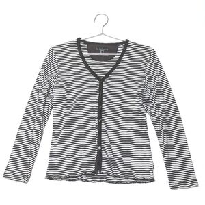 Liz Claiborne | Striped Button Long Sleeve Top Lettuce Hem Soft | Ribbed | Boho